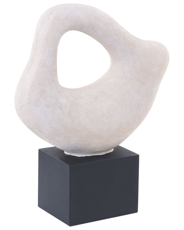 Dekorativ Skulptur Hvit Svart Keramikk 32 cm Håndlaget Abstrakt Bordplate Hjemtilbehør Dekorasjon Moderne