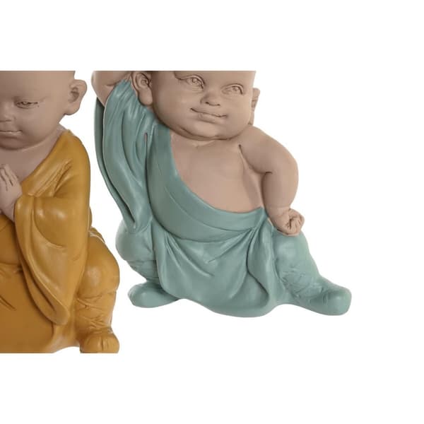 Prydnadsfigur DKD Home Decor Blå Rosa Gul Harts Munk (8 x 5,5 x 12,7 cm) (3 antal)