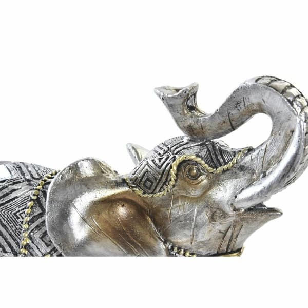 Prydnadsfigur DKD Home Decor Elefant Silvrig Gyllene Harts (22,5 x 10,7 x 21,5 cm) (2 antal)