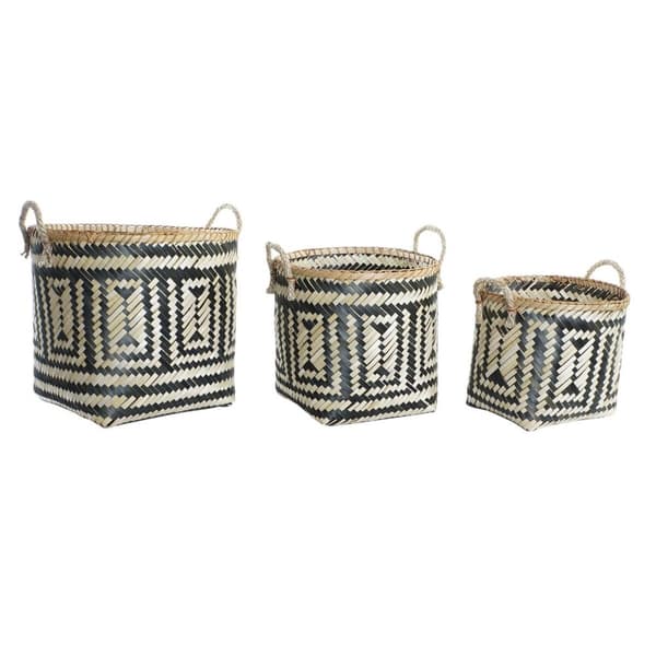 Korg - set DKD Home Decor Svart Naturell Bambu 40 x 38 x 38 cm