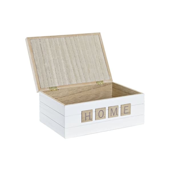 Dekorationslåda DKD Home Decor Vit Naturell Trä MDF