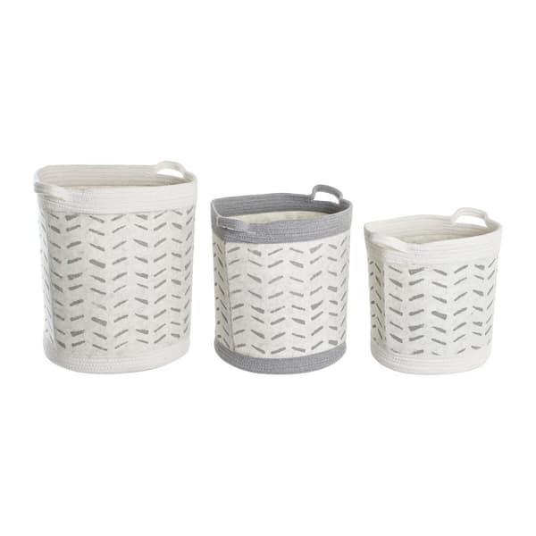 Korg - set DKD Home Decor Grå Bomull (3 Delar) (35 x 35 x 40 cm)