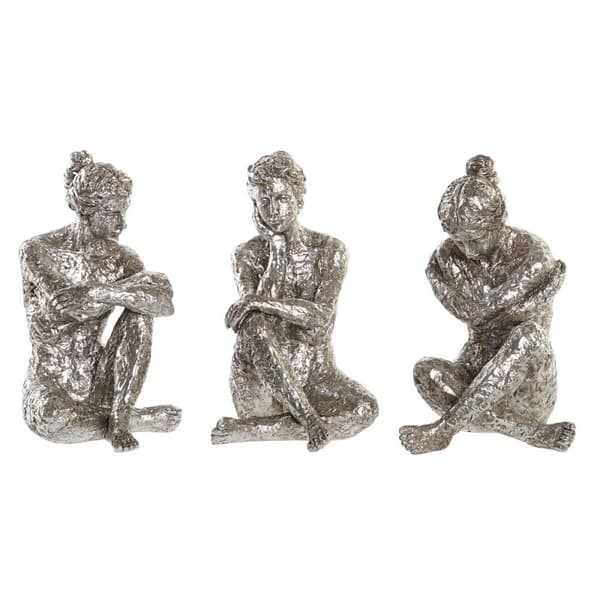 Prydnadsfigur DKD Home Decor 17 x 15 x 26 cm Kvinna Silvrig (3 antal)