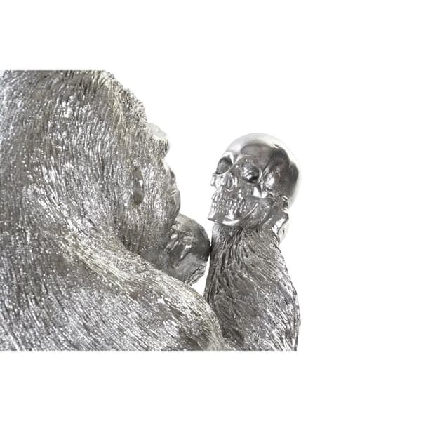 Koristehahmo DKD Home Decor Hopeinen Siirtomaatyylinen Gorilla 38,5 x 33 x 43,5 cm