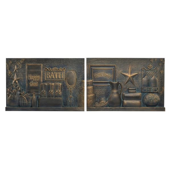 Vægdekoration DKD Home Decor Kobber 60 x 4 x 40 cm (2 enheder) (2 pcs)