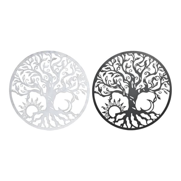 Vægdekoration DKD Home Decor Sort Metal Hvid Indianer mand Måne (2 enheder) (60 x 1 x 60 cm)