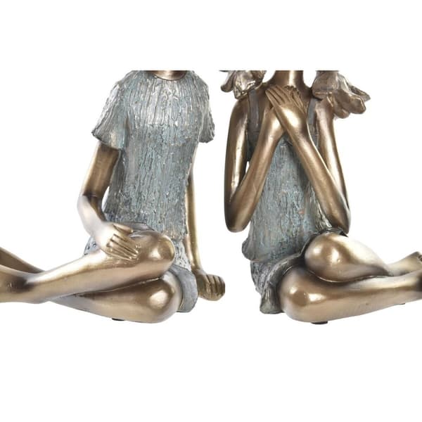 Dekorativ figur DKD Home Decor 17 x 13 x 22 cm Rød Gylden Turkisblå Drenge (2 enheder)