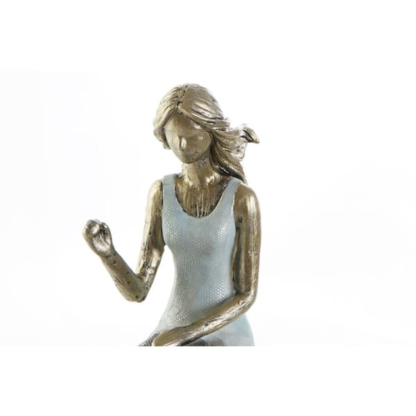 Dekorativ figur DKD Home Decor Blå Gylden Dame 13 x 8,5 x 17,5 cm