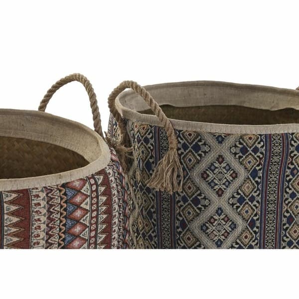 Kurv DKD Home Decor 40 x 40 x 48 cm Jute Havgræs Boho (2 enheder)