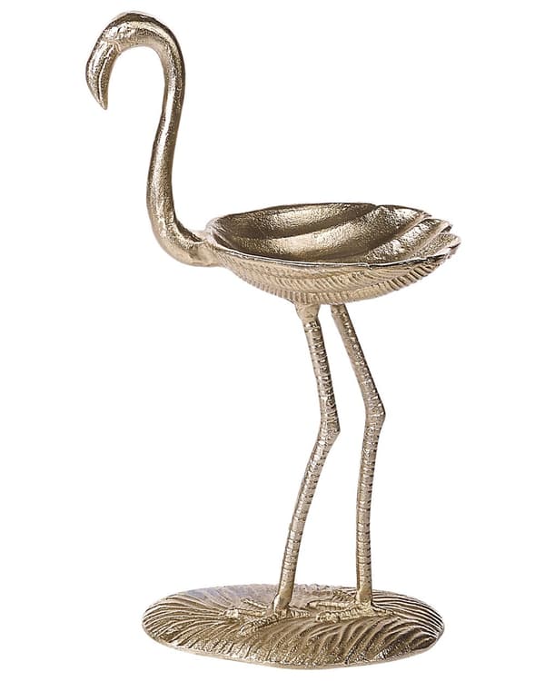 Dekorativ Figur Flamingo Gull Aluminium 57 cm Oppbevaring Moderne Dekorfigur Dekorasjon Industriell