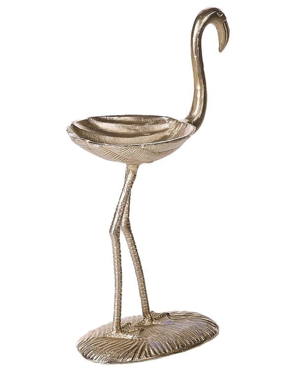 Dekorativ Figur Flamingo Gull Aluminium 57 cm Oppbevaring Moderne Dekorfigur Dekorasjon Industriell