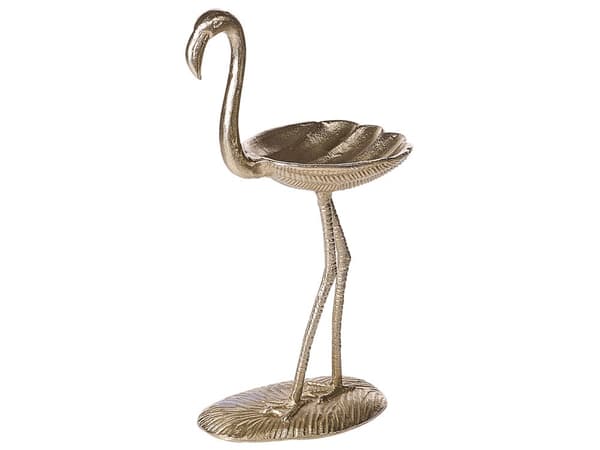 Dekorativ Figur Flamingo Gull Aluminium 57 cm Oppbevaring Moderne Dekorfigur Dekorasjon Industriell