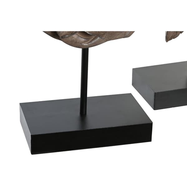 Prydnadsfigur DKD Home Decor 23 x 8 x 42 cm Svart Brun Buddha Orientalisk (2 antal)