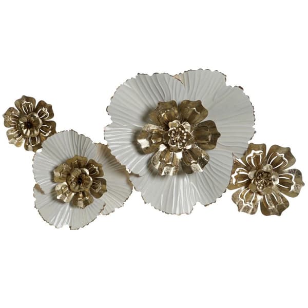 Vægdekoration DKD Home Decor 93 x 8,3 x 54 cm Gylden Hvid Cvetlice