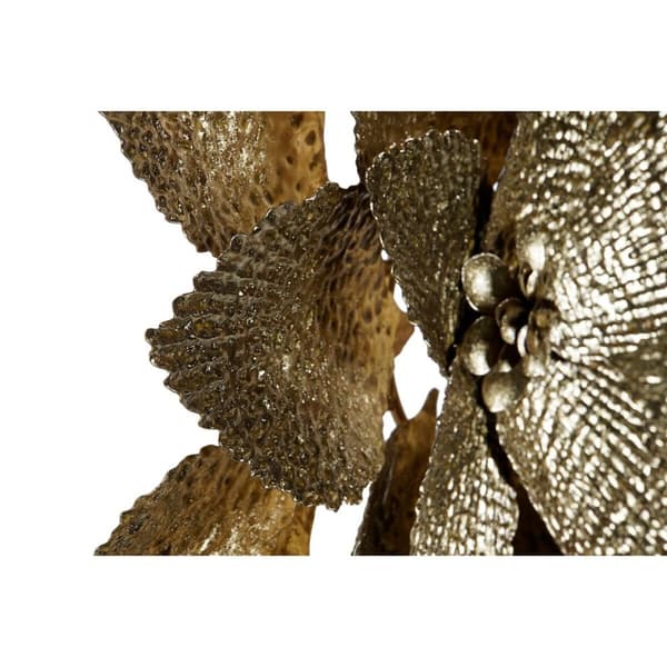 Vægdekoration DKD Home Decor 56 x 4,5 x 56 cm Blomst Gylden Moderne