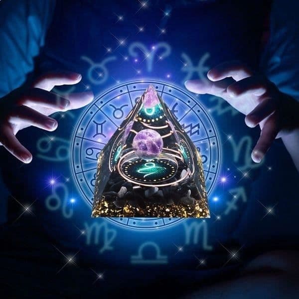 Pyramid Orgonite Zodiac Constellation Stenbocken Ametist
