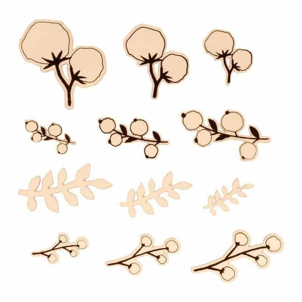 24 mini träblomssilhuetter