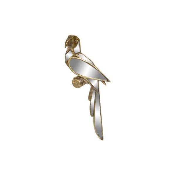 DKD Heminredning Parrot Gold Resin Mirror Väggdekor (18 x 6 x 43 cm) - 8424001957293