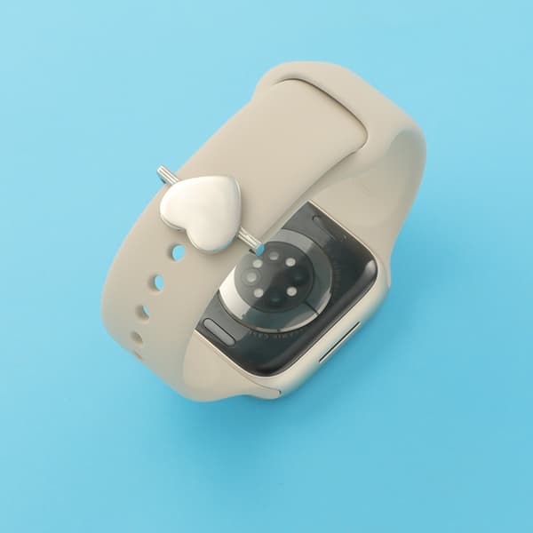 Heart Shape Watch Band Charm for SmartWatch – Dekorativ ringløkke Sølv