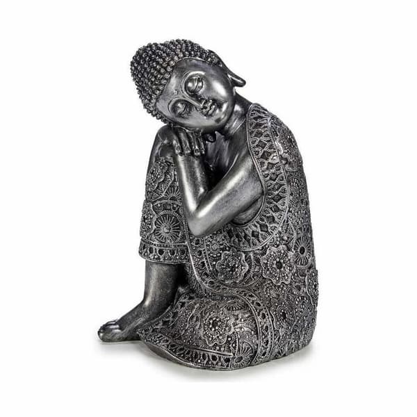 Prydnadsfigur Buddha Sittande Silvrig 20 x 30 x 20 cm (4 antal)