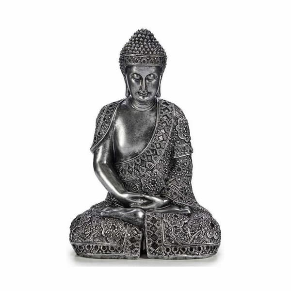 Koristehahmo Buddha Istuva Hopeinen 17 x 32,5 x 22 cm (4 osaa)