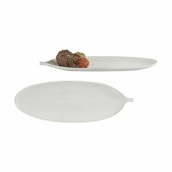 Borddekoration Gift Decor LH520815 Hvid Træ MDF 49 x 2,7 x 17,3 cm Indretning Blad af en plante (6 enheder)