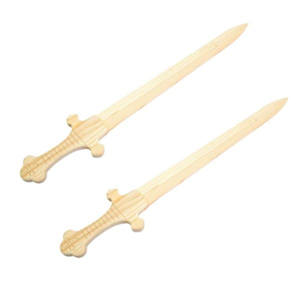 2 riddarsvärd i trä att dekorera 50 cm