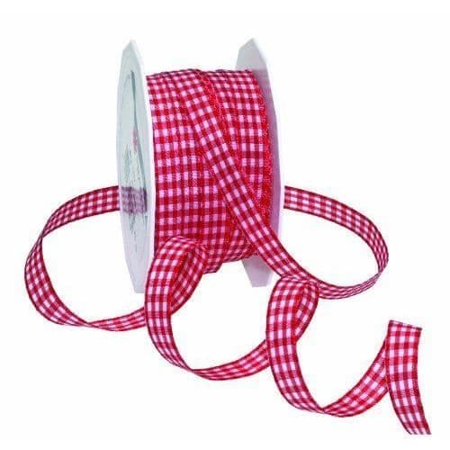 Präsent C.E. Pattberg GmbH - Co. KG Tafetta Ribbon Gingham Pattern Röd/Vit 10mmx20m - 6191020-609