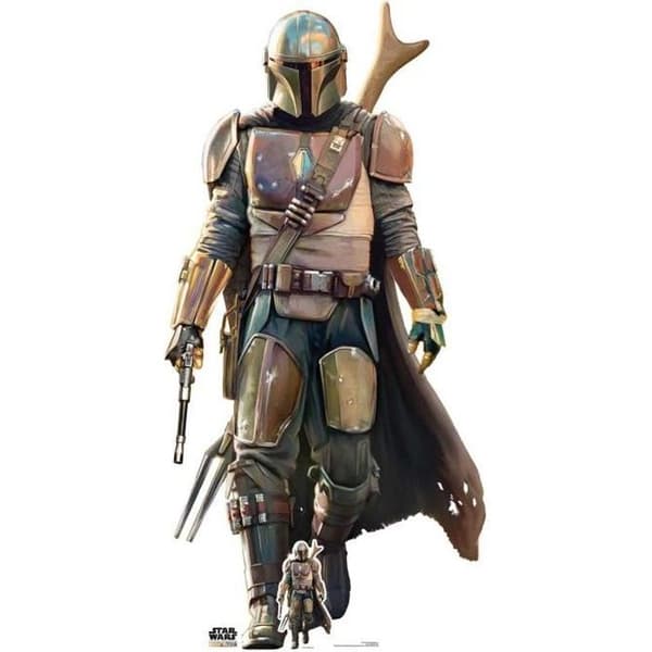 Pappfigur - Disney - Din Djarin - H 182 CM - Väggdekor - Ultra lätt