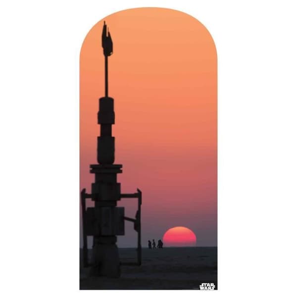 Kartongfigur i riktig storlek Star Wars Sunrise dekor på Jakku High 184 CM