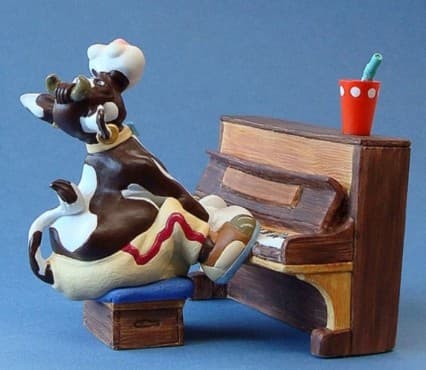 Figurine: Cow pianist 'So'Vache' 12,5 cm