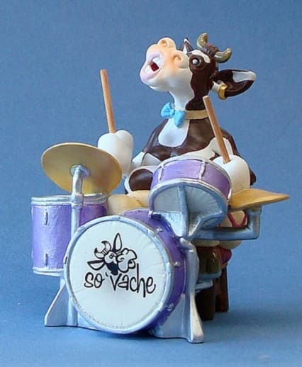 Figurine: Cow drummer 'So'Vache' 13 cm