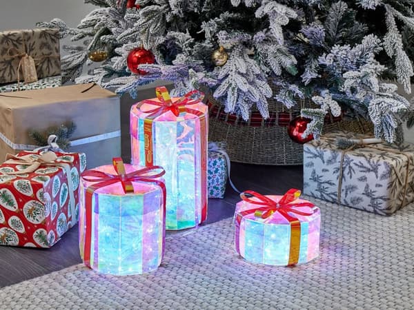 LED Dekorativ Flerfarvet 3 stk Plastik Jern LED Lys Gaveæsker Julepynt Udendørs Indendørs Traditionel