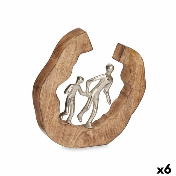 Prydnadsfigur Familj Silvrig Metall 24,5 x 24,5 x 5 cm (6 antal)