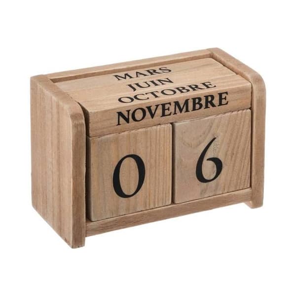 Evighetskalender - ATMOSPHERA - Paulowniaträ - H 7.5 cm - Inomhus - Kollektion Kolonial