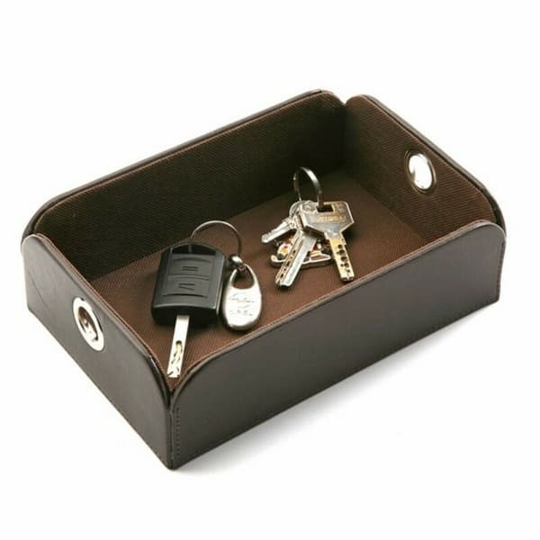 Betjäningsbricka Versa Silver Konstläder Metall (13 x 6,5 x 20 cm)