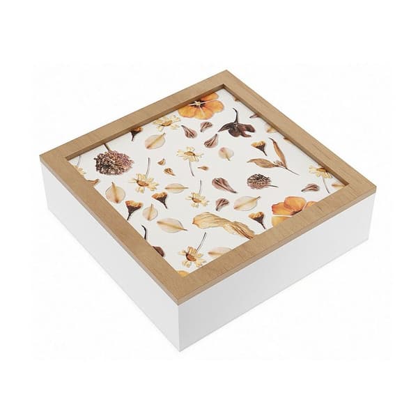 Dekorationslåda Versa Blomblad Trä MDF 24 x 7 x 24 cm