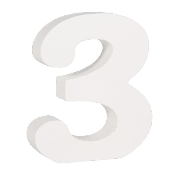 Nummer 3 - Vit MDF - 11 cm - Rayher