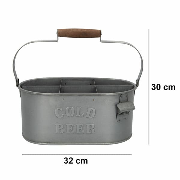 Dekorativ korg Aktive Galvaniserat stål 35,5 x 16 x 19,5 cm Flaskställ (6 antal)
