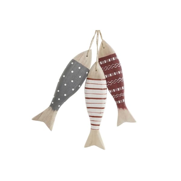 Hängdekoration Home ESPRIT Blå Röd Multicolour Fiskar 5 x 2 x 20 cm (2 antal)