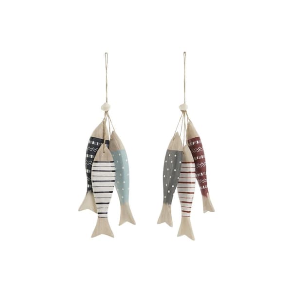 Hängdekoration Home ESPRIT Blå Röd Multicolour Fiskar 5 x 2 x 20 cm (2 antal)