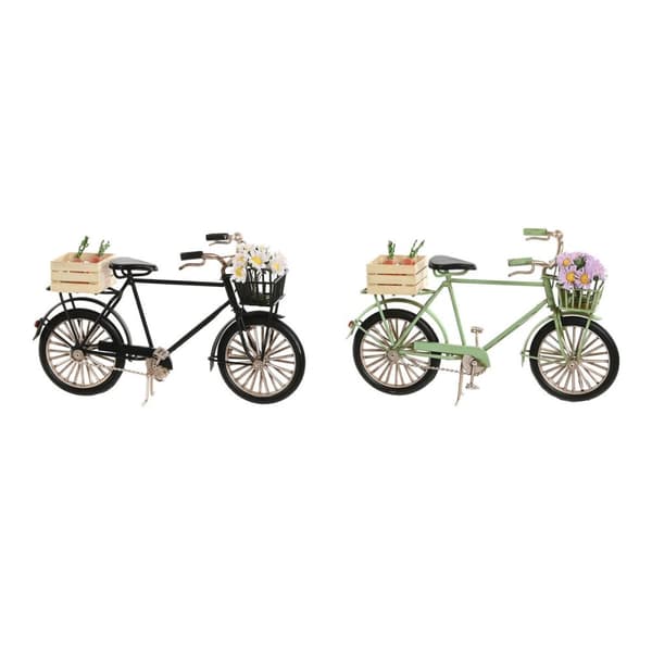 Prydnadsfigur Home ESPRIT Svart Mint Cykel Vintage 24 x 9 x 13 cm (2 antal)