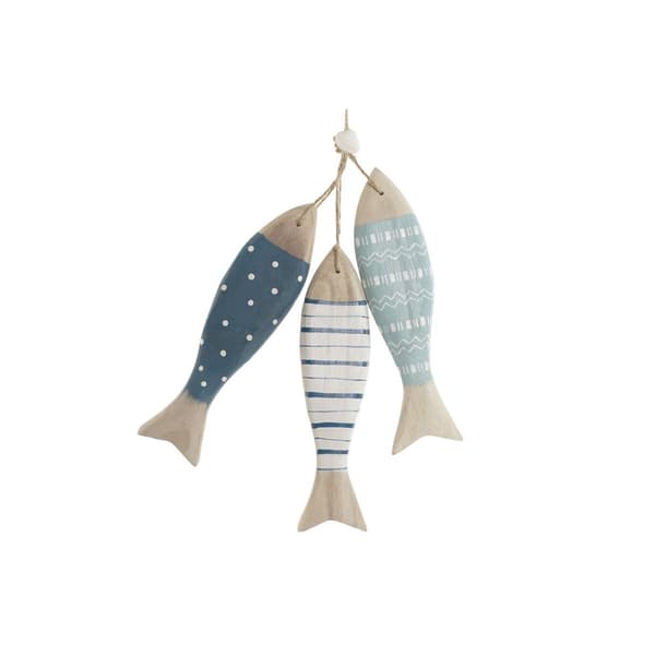 Hængende dekoration Home ESPRIT Blå Hvid Natur Fisk 5 x 5 x 20 cm (2 enheder)