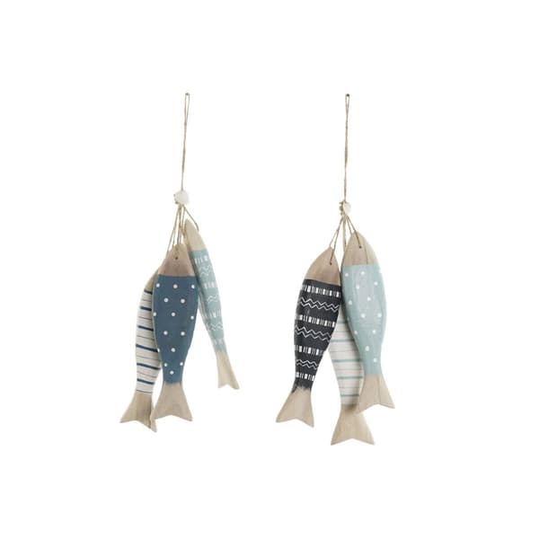 Hængende dekoration Home ESPRIT Blå Hvid Natur Fisk 5 x 5 x 20 cm (2 enheder)