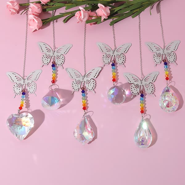 INF Krystall ornament Krystall hengende dekorasjoner 6-delt Butterfly