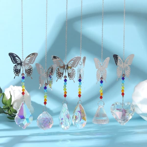 INF Krystall ornament Krystall hengende dekorasjoner 6-delt Butterfly