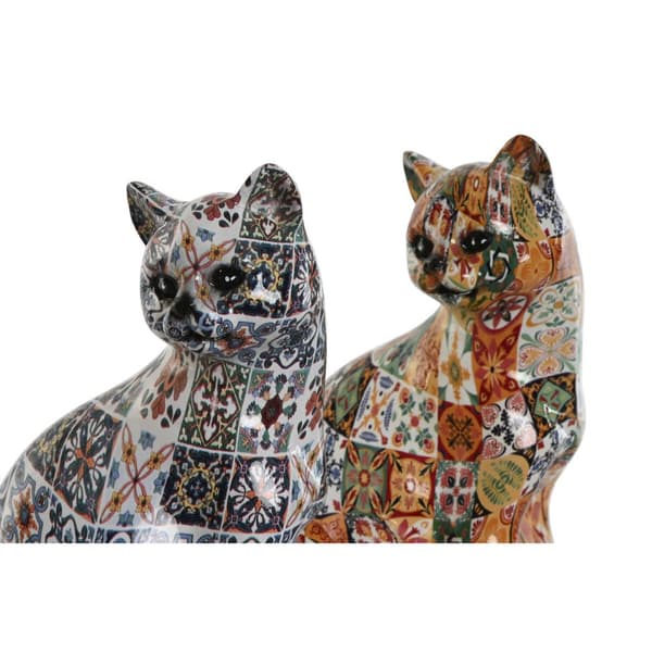 Prydnadsfigur Home ESPRIT Multicolour Katt Medelhavs 11 x 10 x 16 cm (2 antal)