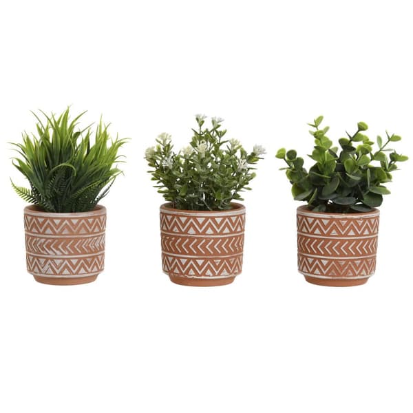 Koristekasvi Home ESPRIT Polyetyleeni Sementti 12 x 12 x 17 cm (3 osaa)