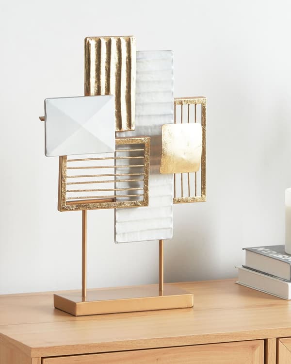 Dekoration Guld och Vit Metall Järn 44 cm Dekorativt föremål Accent Hemtillbehör Rektangulär Modern design Vardagsrum Sovrum Hall
