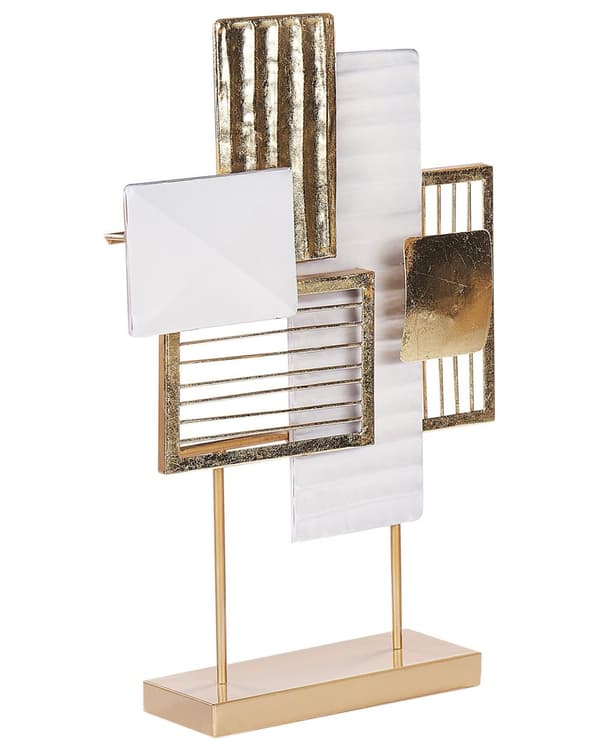 Pynt i gull og hvit metall Jern 44 cm Dekorativt objekt Rektangler moderne design